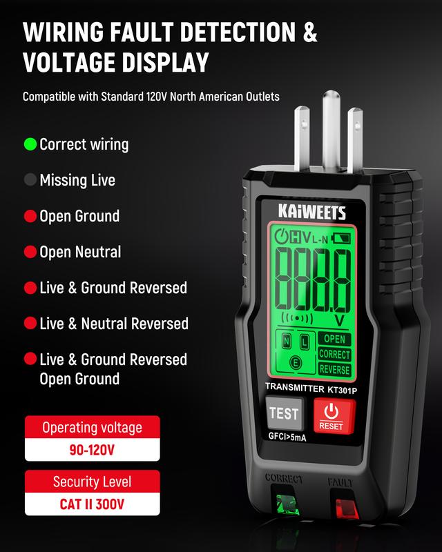 KAIWEETS AC Circuit Breaker Finder Tool with Alert LCD Display