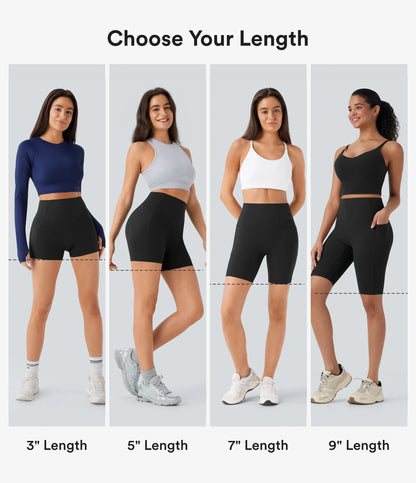 UltraSculpt High Waisted Scrunch Butt Lifting Tummy Control Pocket Shaping Workout Biker Shorts 5"/7"