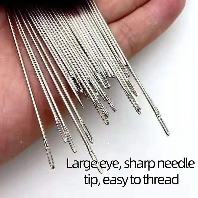 34PCS Big Eye Steel Needles Set
