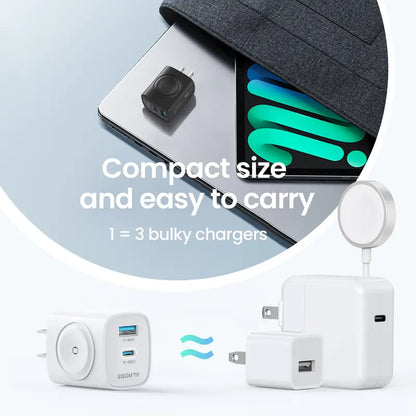 TOPADRE 3-in-1 Magnetic Wireless Cordless PD USB-C Wall Charger Block