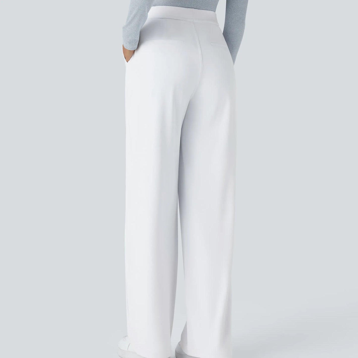 Flex High Waisted Plicated Side Pocket Straight Leg Work Pants