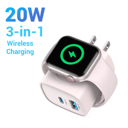 TOPADRE 3-in-1 Magnetic Wireless Cordless PD USB-C Wall Charger Block