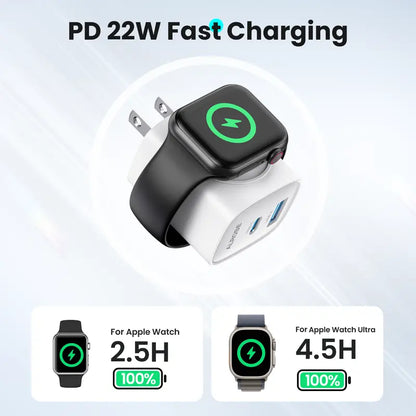 TOPADRE 3-in-1 Magnetic Wireless Cordless PD USB-C Wall Charger Block