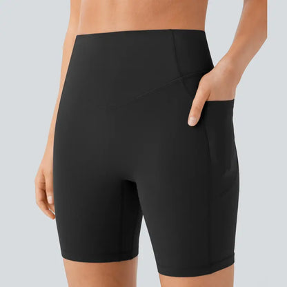 UltraSculpt High Waisted Scrunch Butt Lifting Tummy Control Pocket Shaping Workout Biker Shorts 5"/7"
